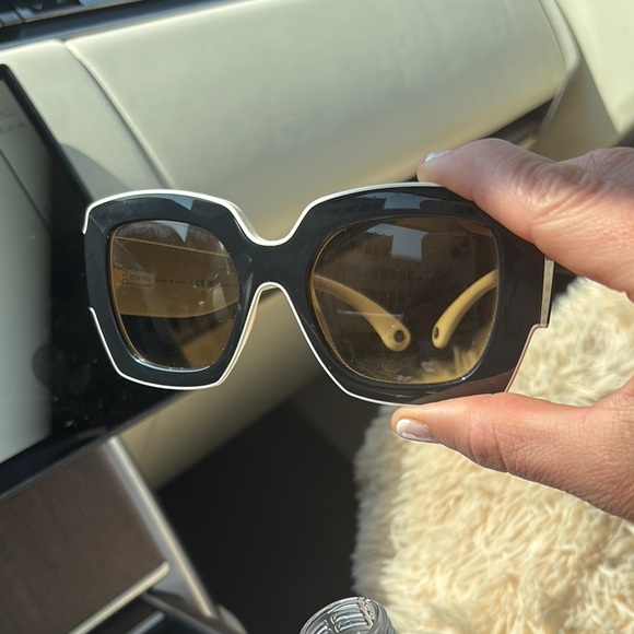 Chic Black Sunglasses with White Trim